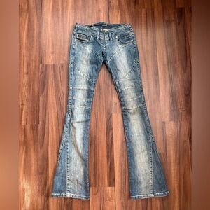 Blue Low Rise Jeans Flare Cut